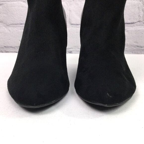 Liz Claiborne Vegan Leather Memory Foam Wedge Gold Tone Buckle Ankle Bootie 7M - Picture 4 of 13